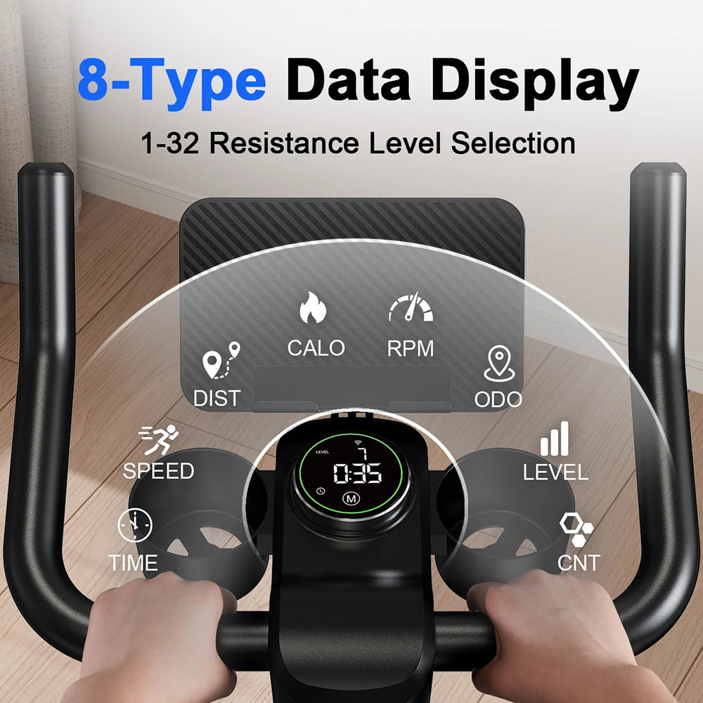 LACUFFY Magnetic Resistance Stationary Exercise Bike With Bluetooth Connectivity