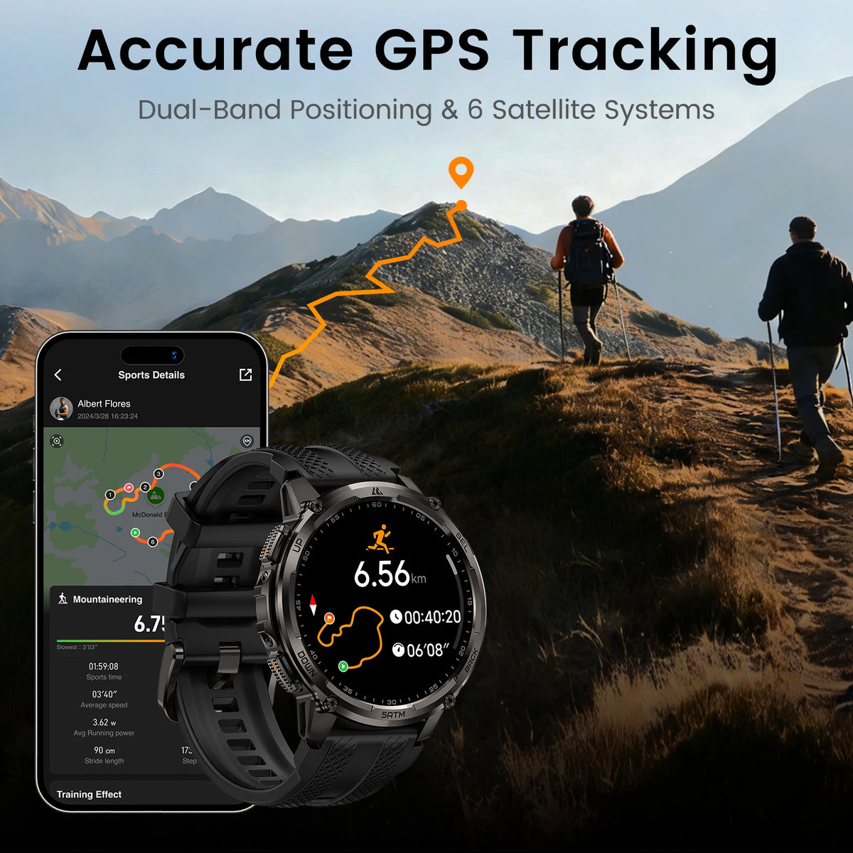 Kospet Tank T4C Rugged Smartwatch With GPS Flashlight Fitness Tracker