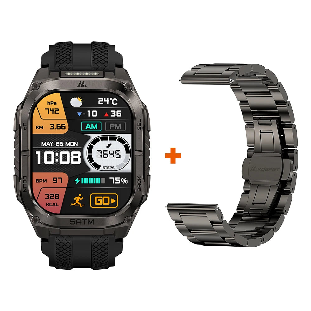 Kospet Tank M4C Rugged GPS Smartwatch 5ATM Waterproof Fitness Tracker