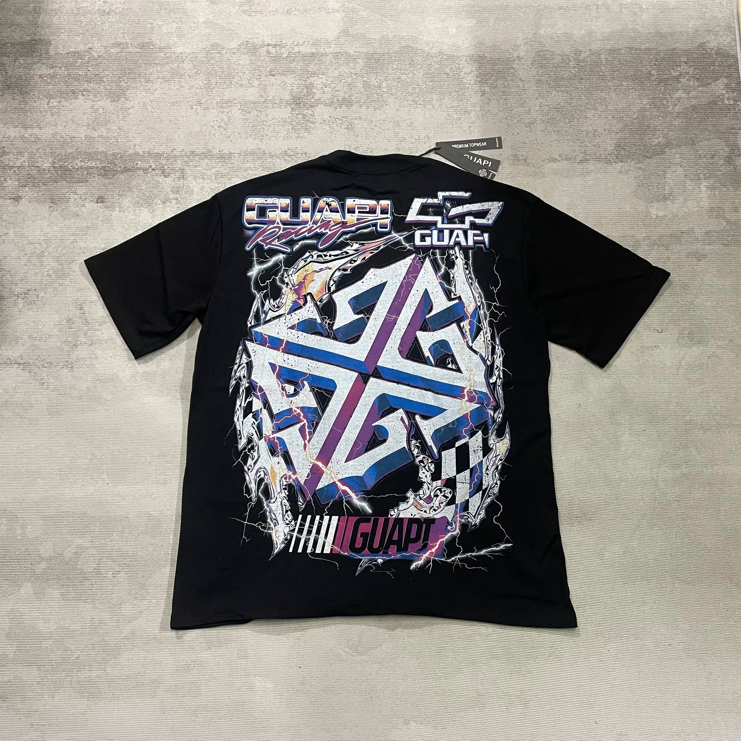 New GUAPI Printed and hotfix rhinestone retro with Washed Oversized 100% cotton Men Women T-shirts Y2K adolescent Fashion T-shirt