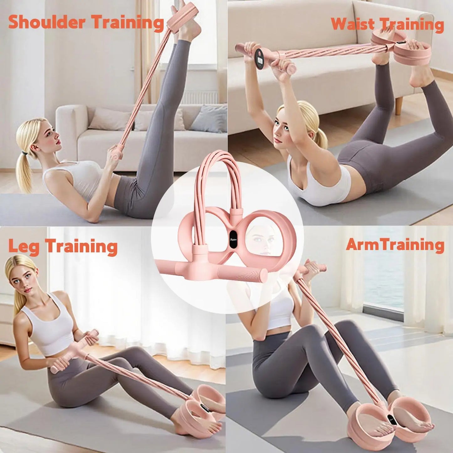 Multifunction Pedal Resistance Band Six Tube Full Body Workout