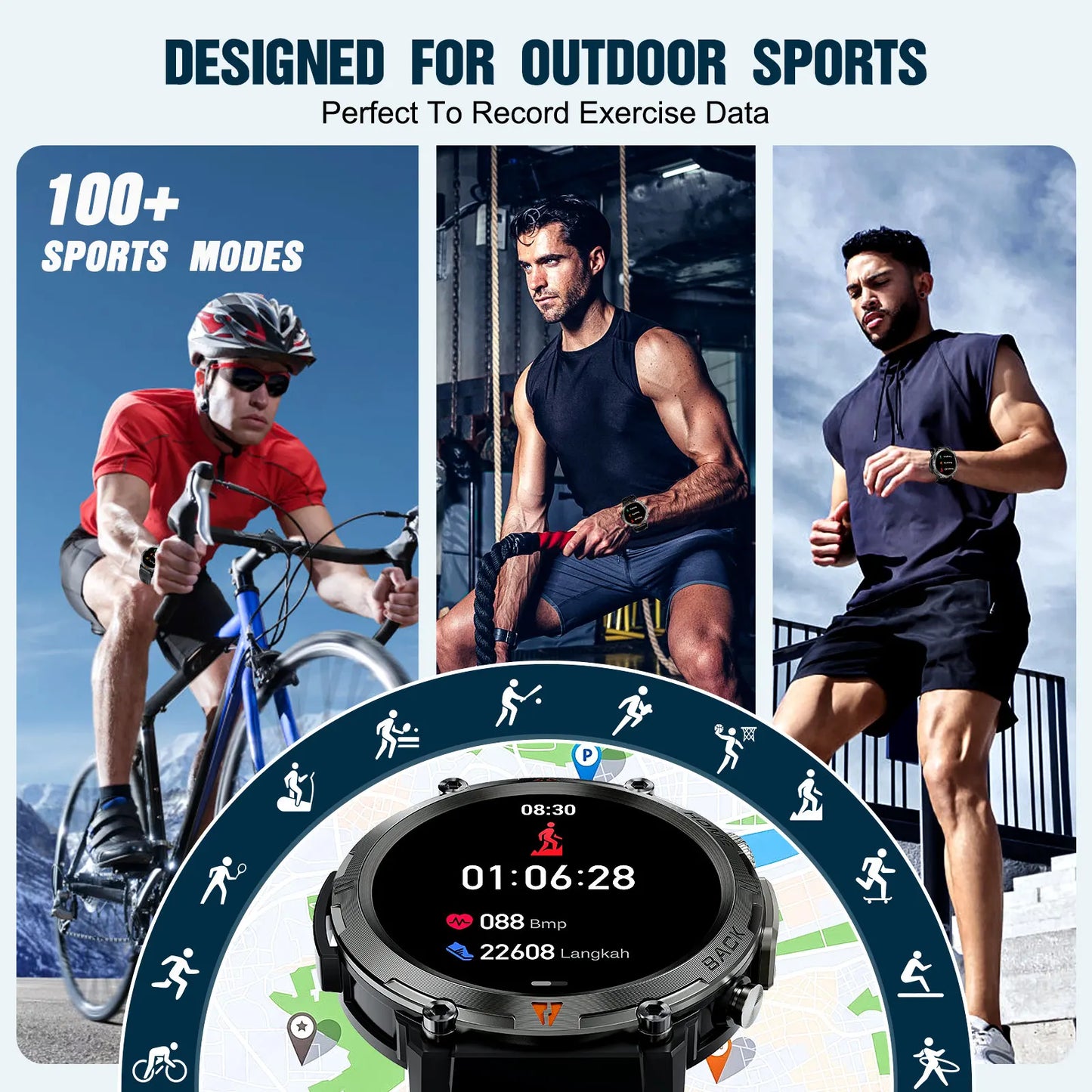LaNikar KE3 Bluetooth Call Smart Watch for iOS and Android