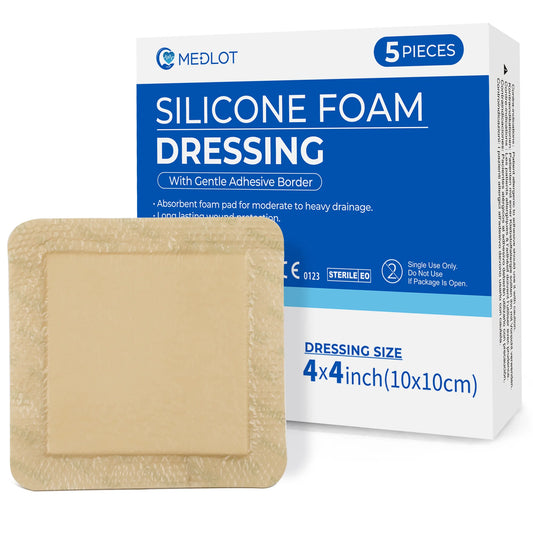 Silicone Foam Dressing Sterile Bordered Adhesive Wound Dressing 5 Count