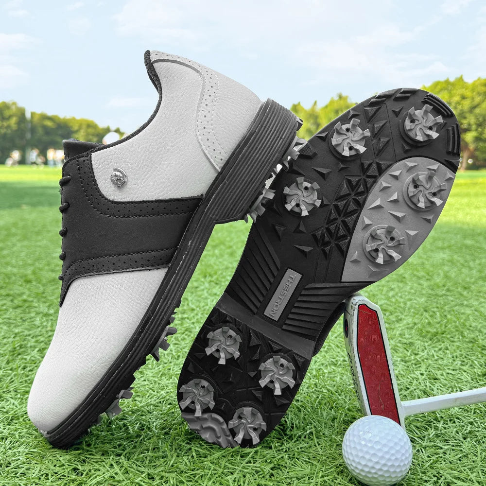 Lenox Golf Shoes for Men Spikes Lace Up Walking Footwear