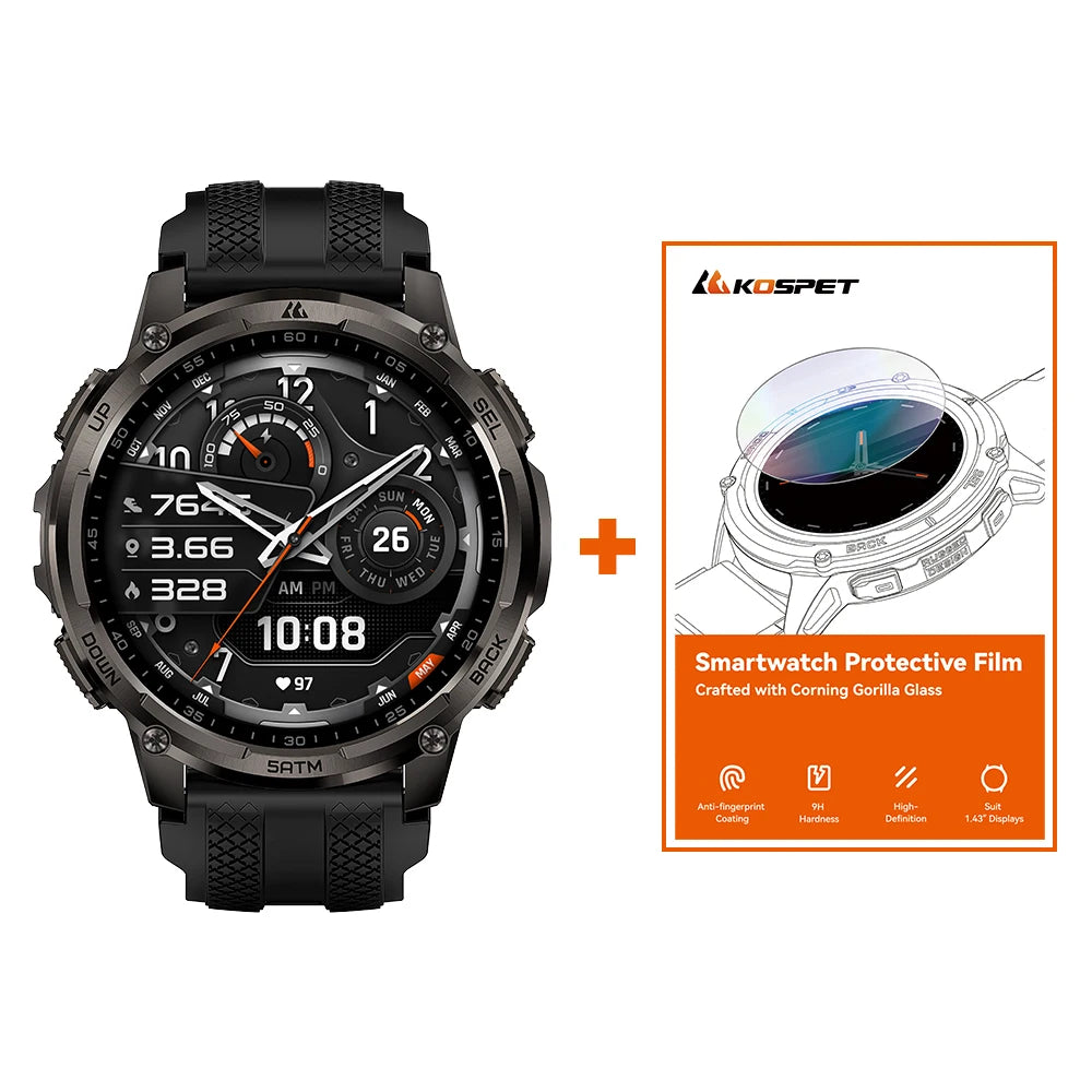 Kospet Tank T4C Rugged Smartwatch With GPS Flashlight Fitness Tracker