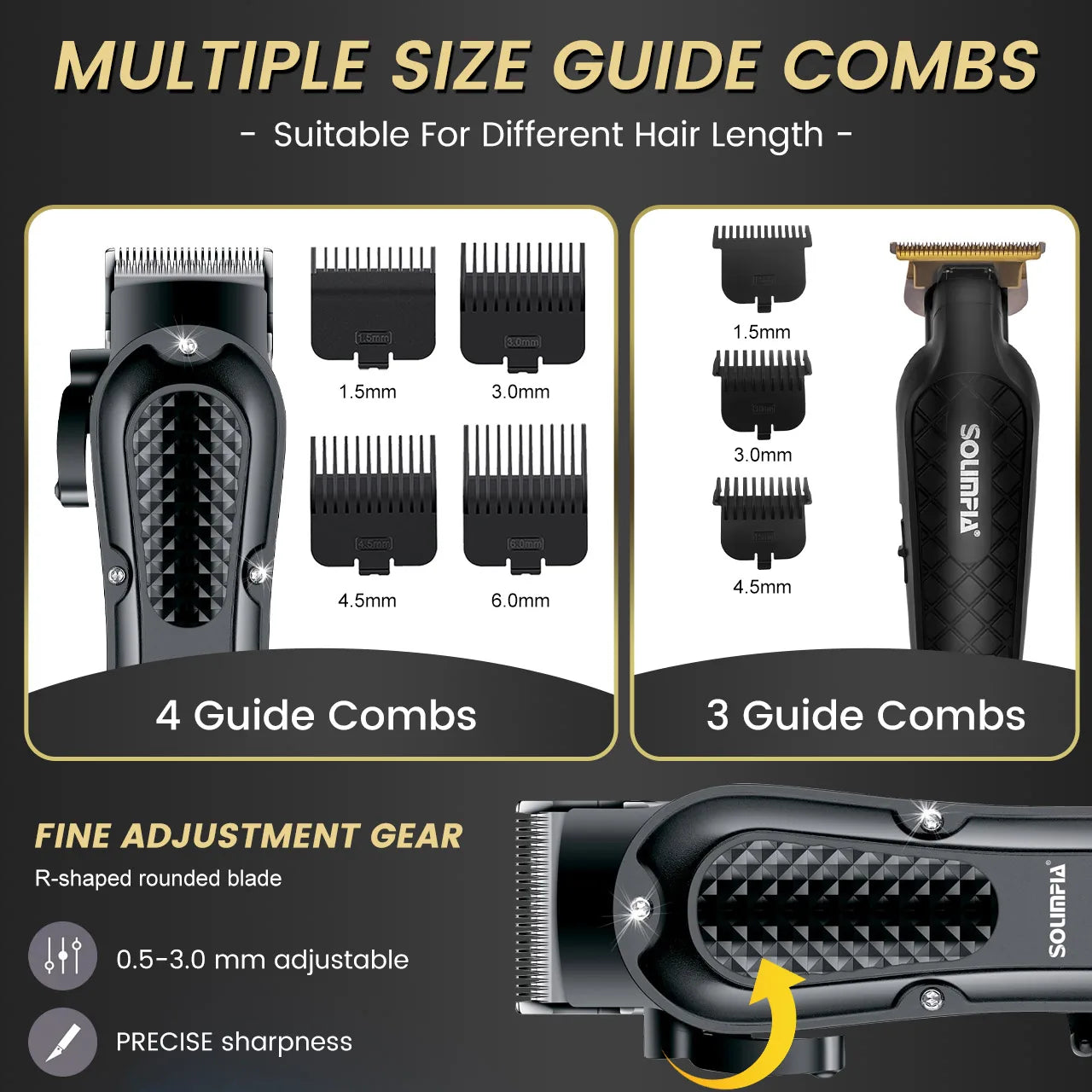 Solimpia Professional Hair Clipper 3 Piece Rechargeable Cordless Set