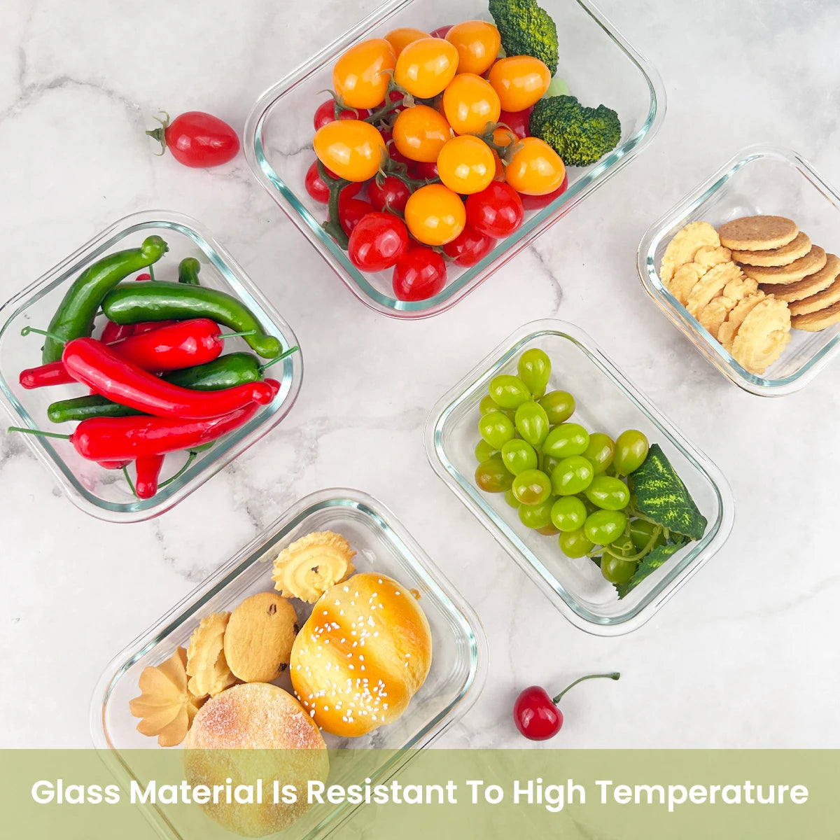 8 Piece Glass Food Storage Containers Set Leakproof Stackable
