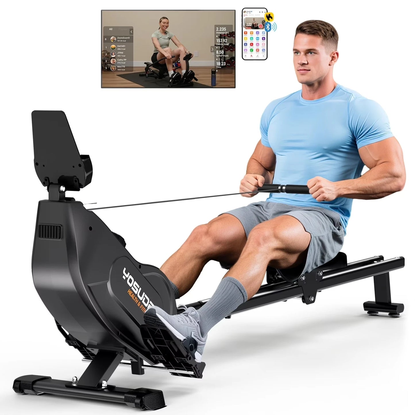 YOSUDA Magnetic Rowing Machine Foldable With 350 LB Capacity