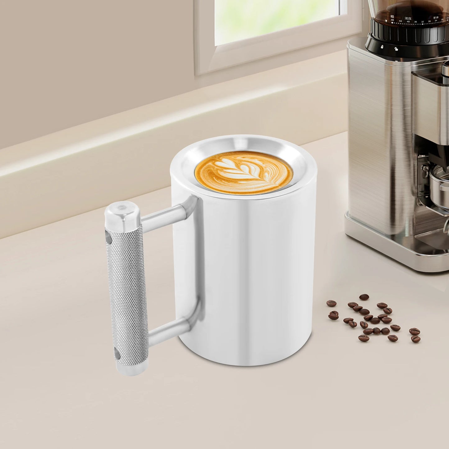 Bymaocar Stainless Steel Sports Mug With Textured Handle