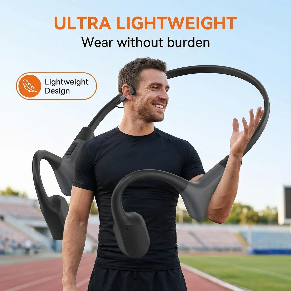 Bluetooth Bone Conduction Headphones With ENC Mic Long Battery Life