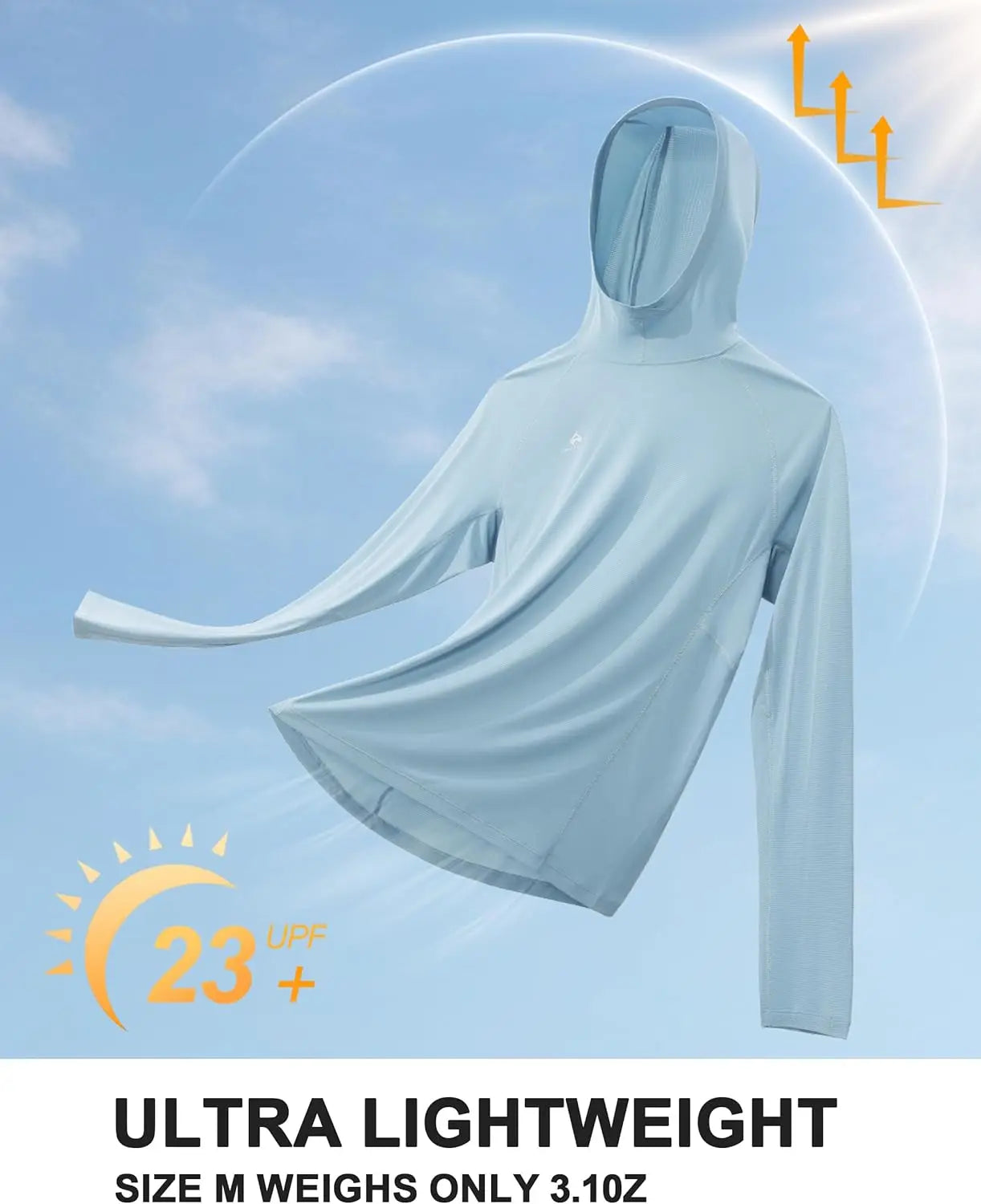 Pioneer Camp Sun Hoodie for Men Ultra Lightweight Long Sleeve Sun Protection Hoodie Shirts Quick Dry Hiking Fishing Running