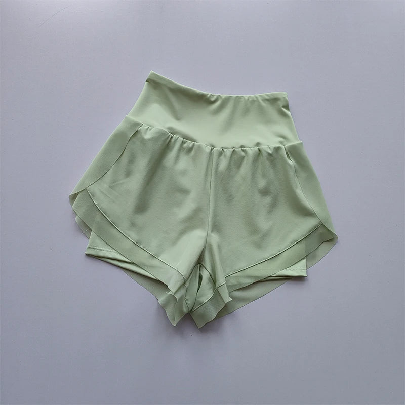 Breathable Womens Mesh 2 In 1 Quick Dry Yoga Shorts