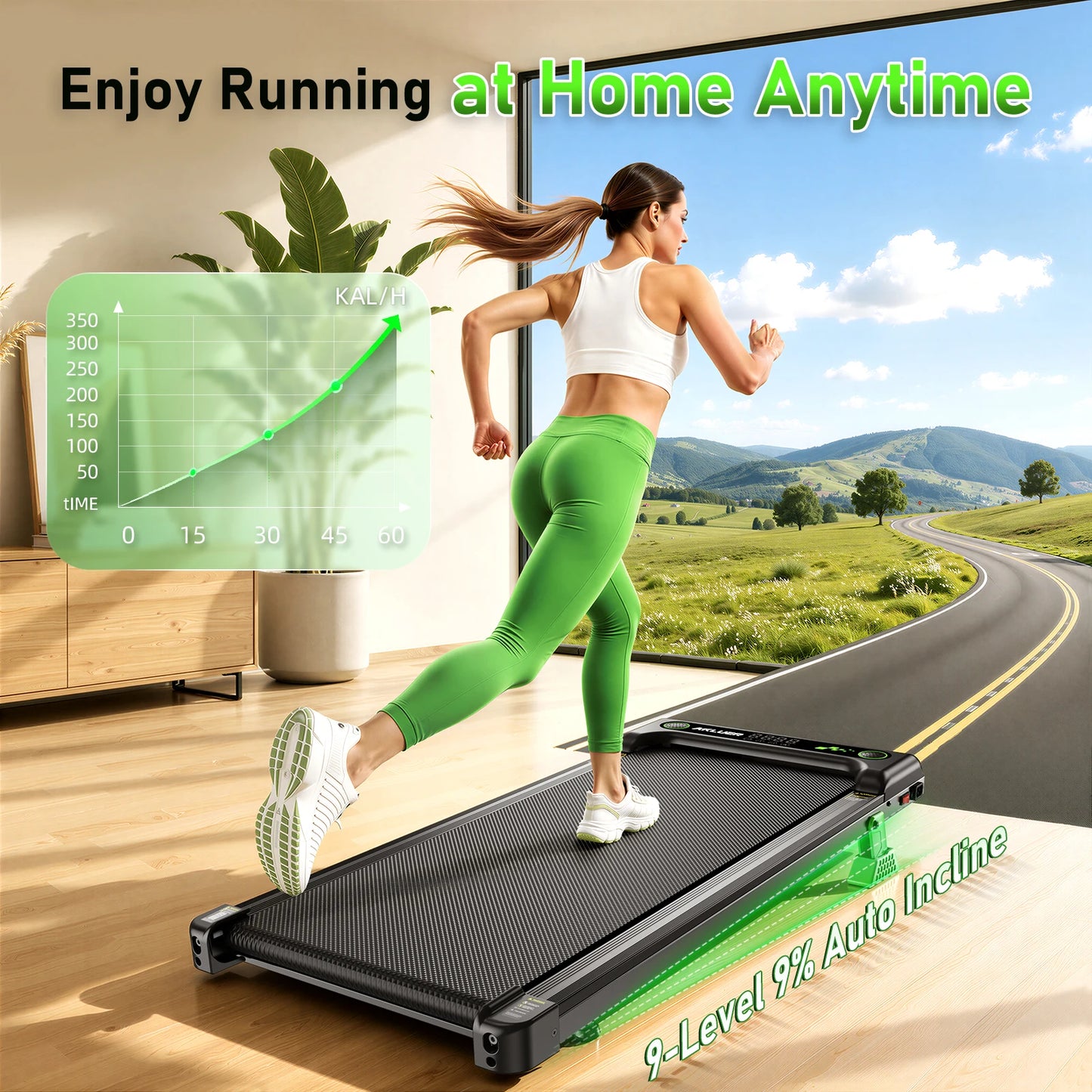 AKLUER Walking Pad Under Desk Treadmill Incline Home Office
