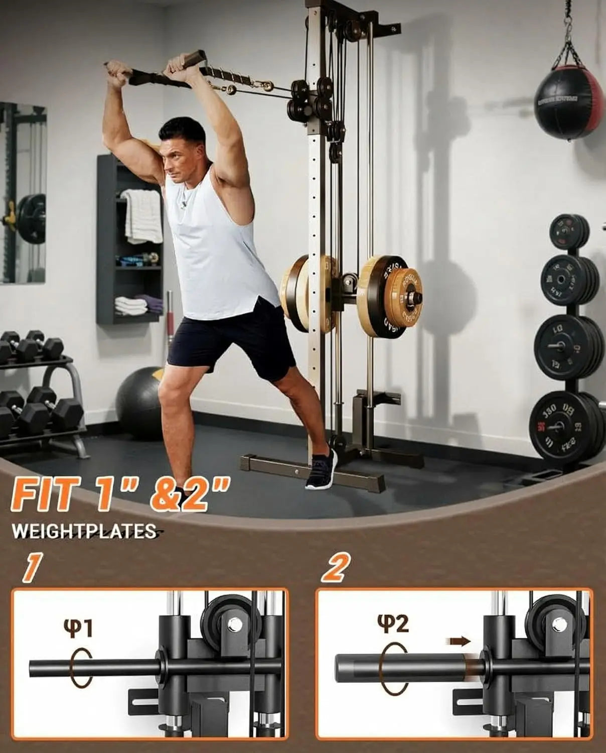 HiMISS Wall Mount Cable Station Pulley System For Home Gym