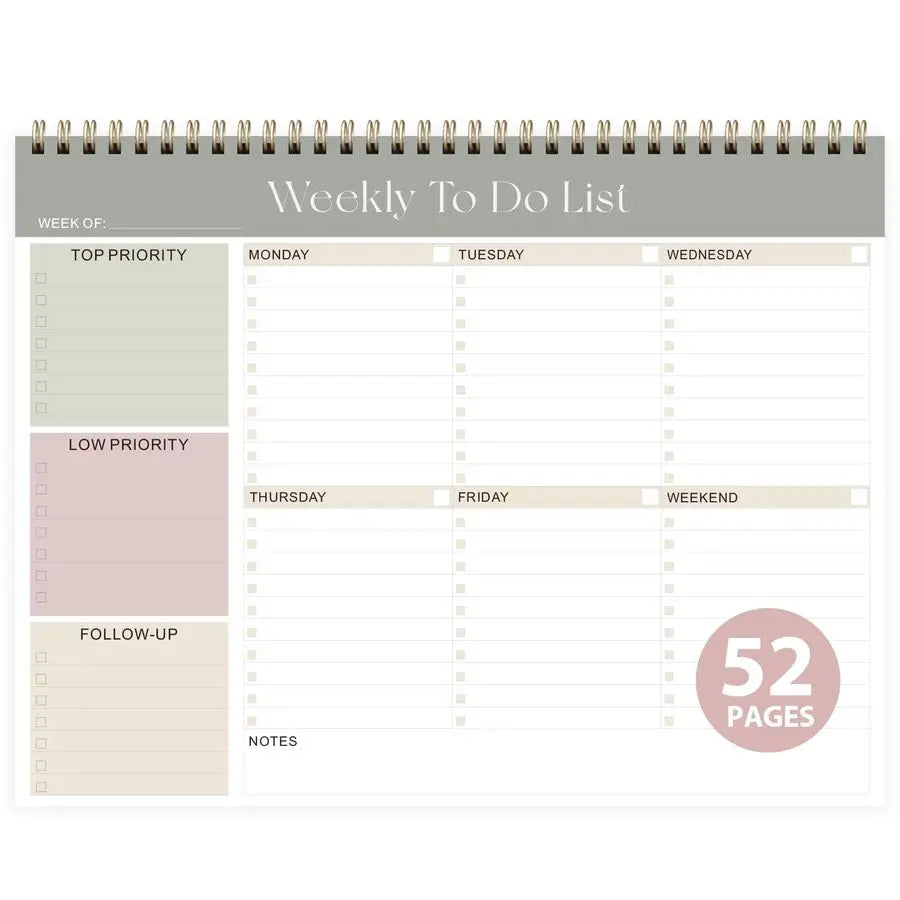 To Do List Notepad Undated Planner With 52 Sheets Desk