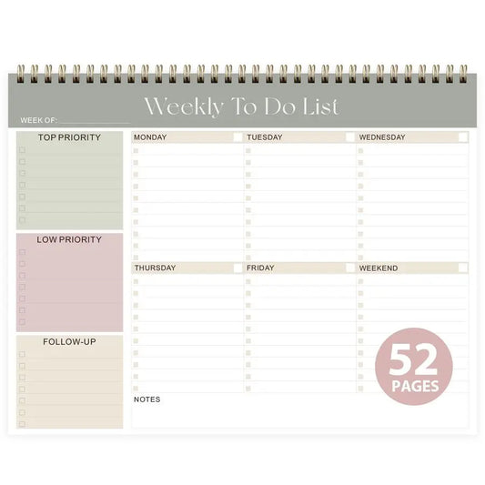 To Do List Notepad Undated Planner With 52 Sheets Desk