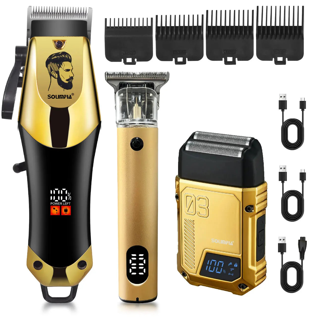 Solimpia Professional Hair Clipper 3 Piece Rechargeable Cordless Set