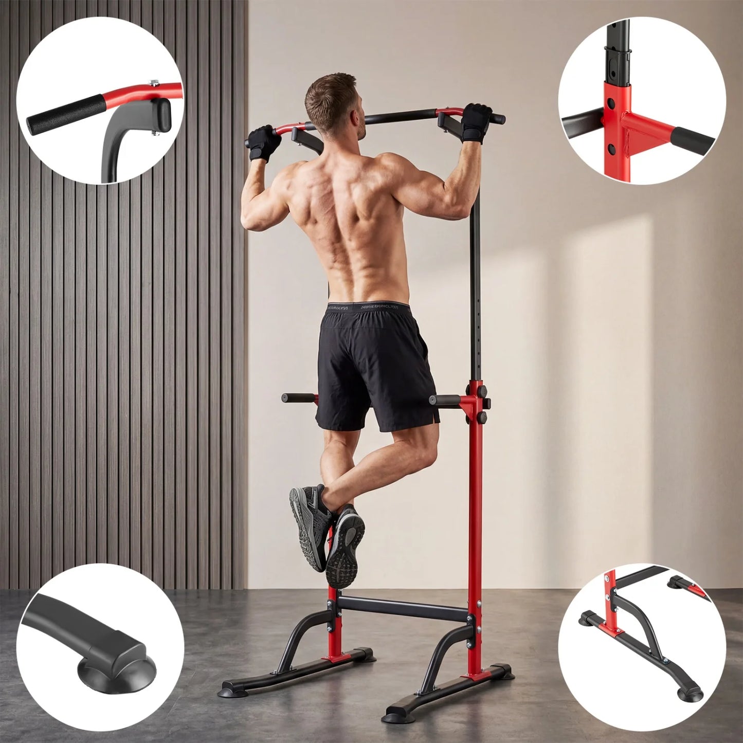 HiMISS Power Tower Pull Up Dip Station 10 Level Adjustable
