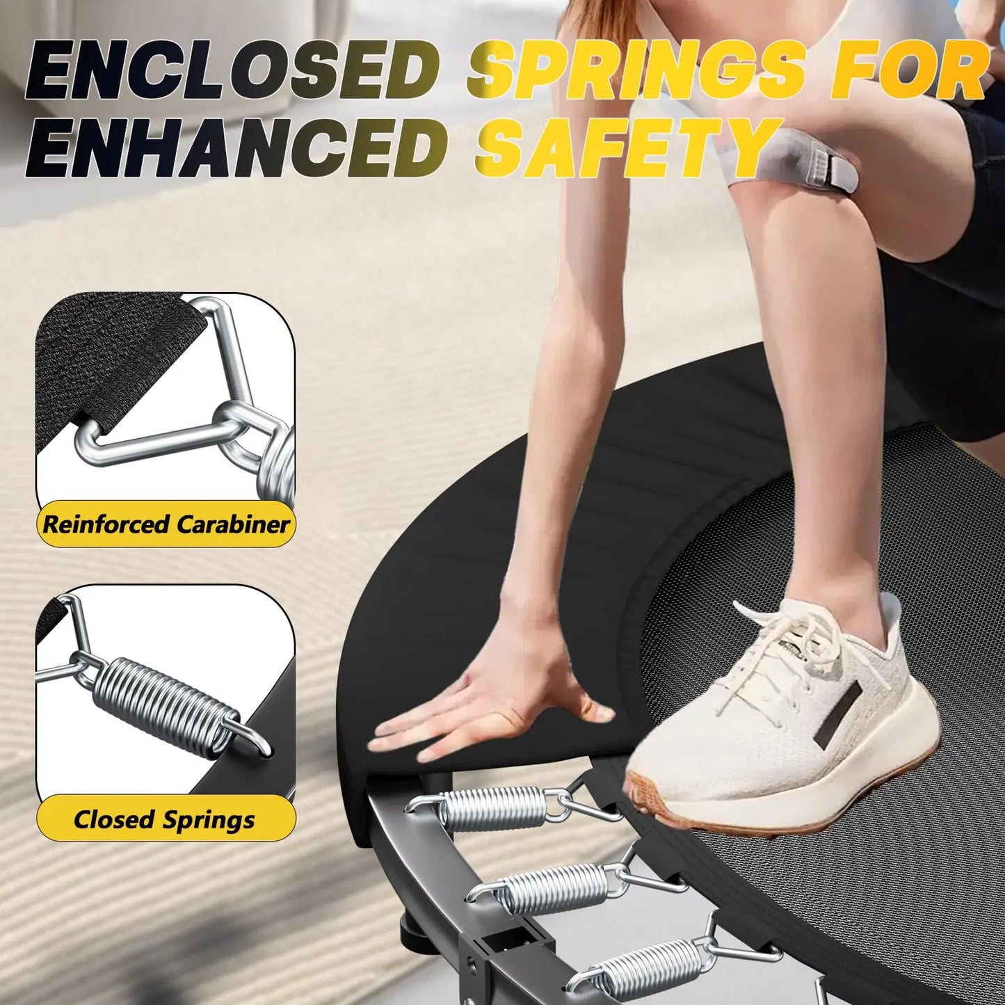 Premium Adult Fitness Rebounder Trampoline With Adjustable Handle