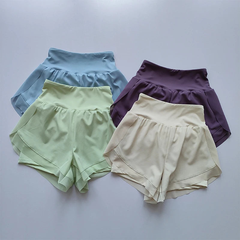 Breathable Womens Mesh 2 In 1 Quick Dry Yoga Shorts
