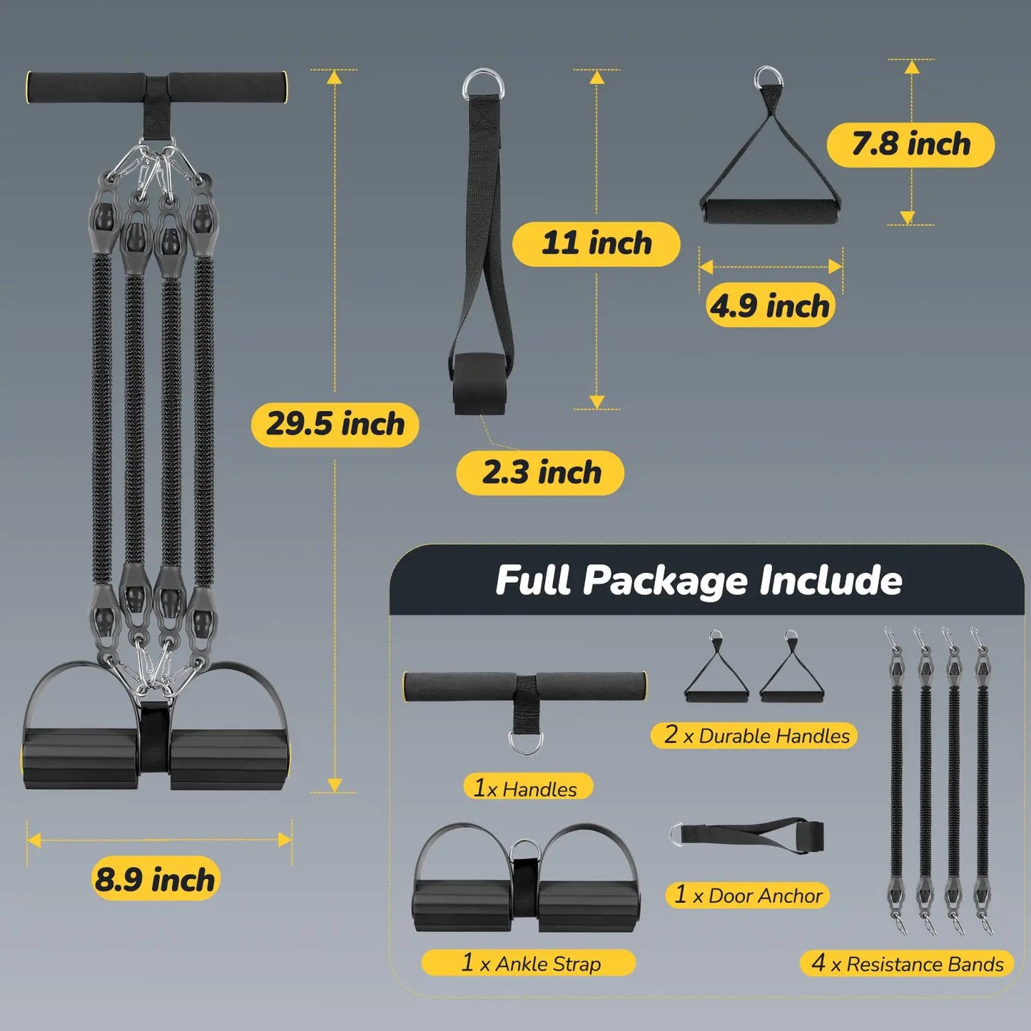Foot Pedal Resistance Bands Kit With Handles And Ankle Straps