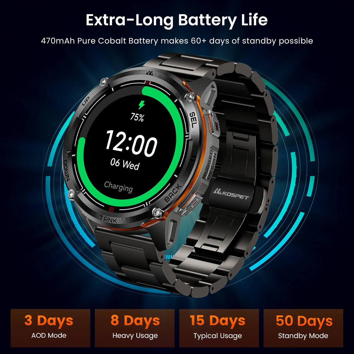KOSPET Tank T3 Ultra 2 GPS Smartwatch Altimeter Barometer