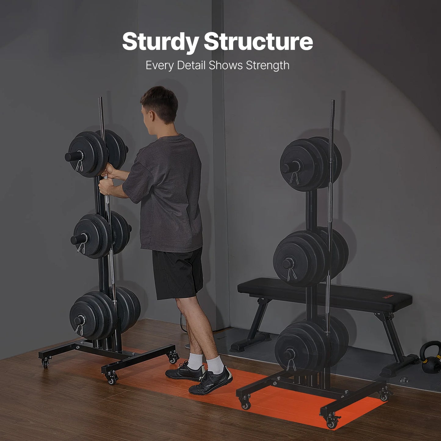 Weight Plate Rack With Wheels 1000 Pounds Capacity Home Gym