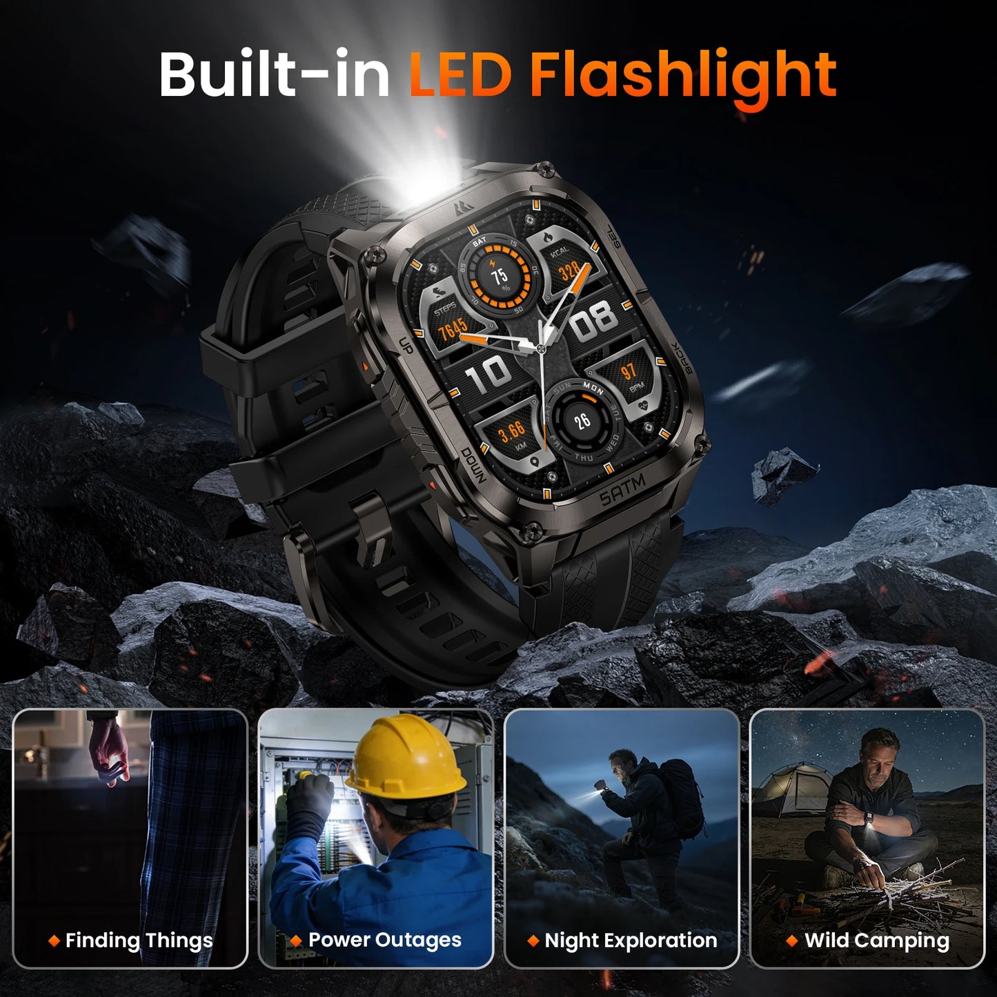Kospet Tank M4C Rugged GPS Smartwatch 5ATM Waterproof Fitness Tracker