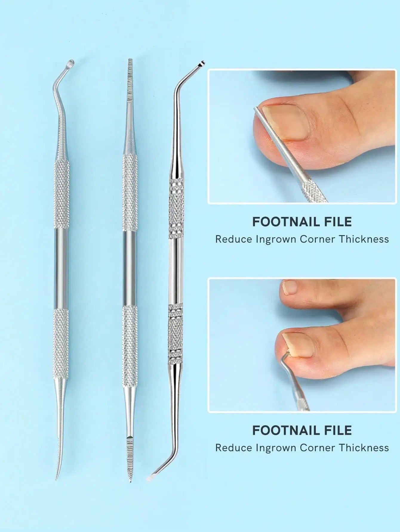 Stainless Steel Nail Stain Removal Tool Set Pedicure File