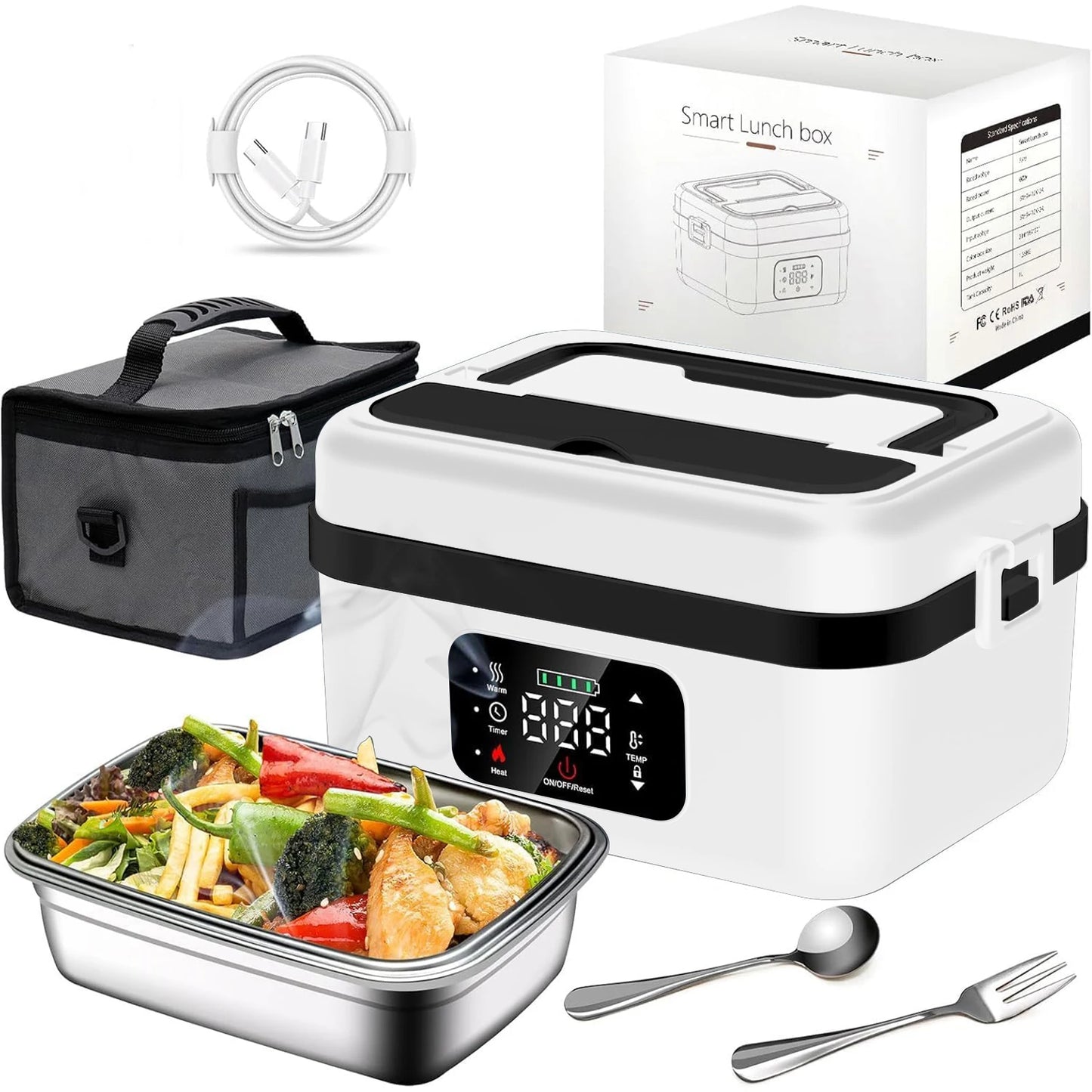 Rechargeable 8000mAh Heated Insulated Lunch Box Portable Warmer With Bag