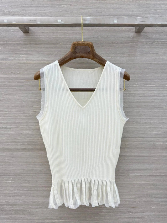 Womens Knitted Sleeveless V Neck Top Casual Summer Fashion