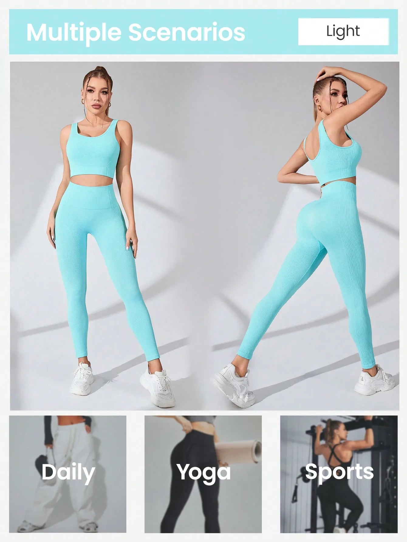 Women's Seamless Yoga 2 Piece Workout Set Cross Strap Bra