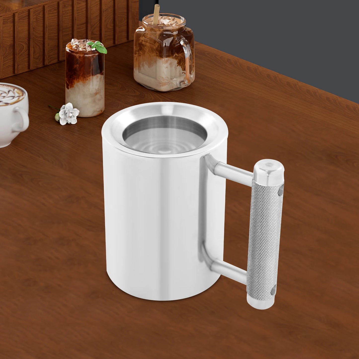 Bymaocar Stainless Steel Sports Mug With Textured Handle