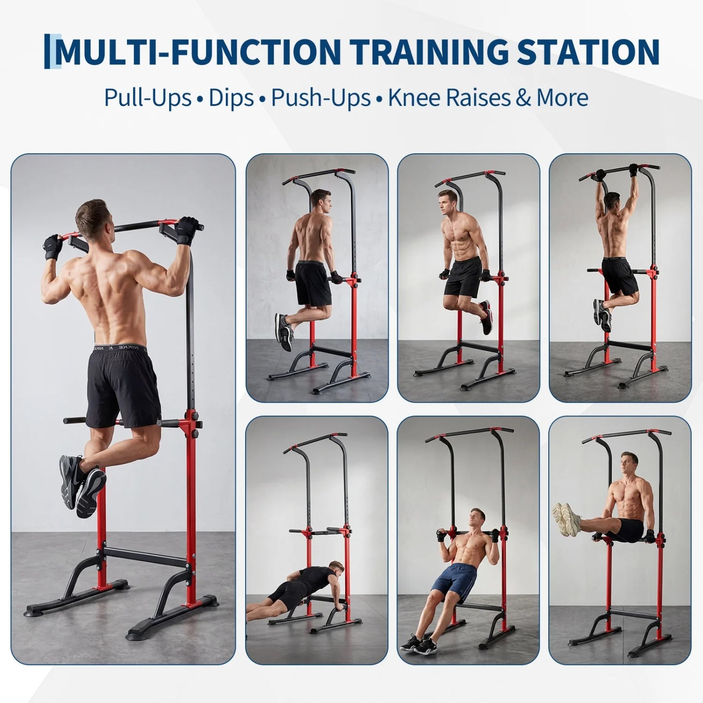 HiMISS Power Tower Pull Up Dip Station 10 Level Adjustable