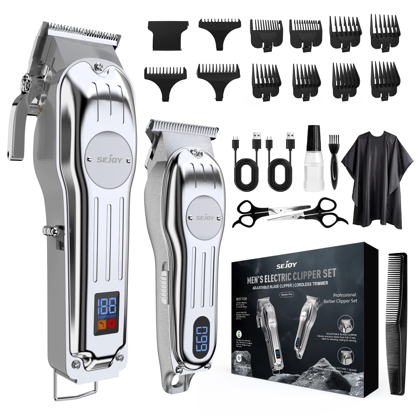 Sejoy Professional Hair Clipper Kit For Men Cordless Trimmer Set