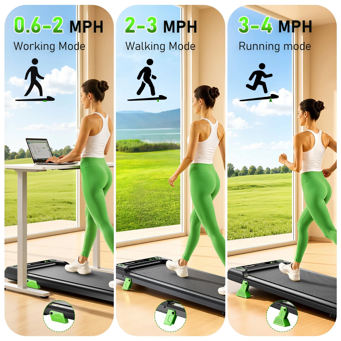 AKLUER Walking Pad Under Desk Treadmill Incline Home Office