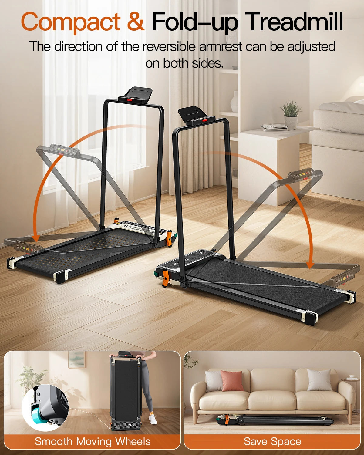 AKLUER Walking Pad Treadmill 2.5HP Home Use With LCD Display