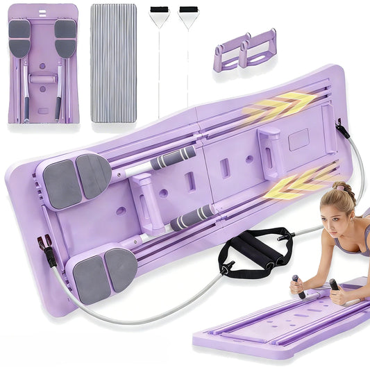 Foldable Pilates Sliding Board With Resistance Bands Home Fitness