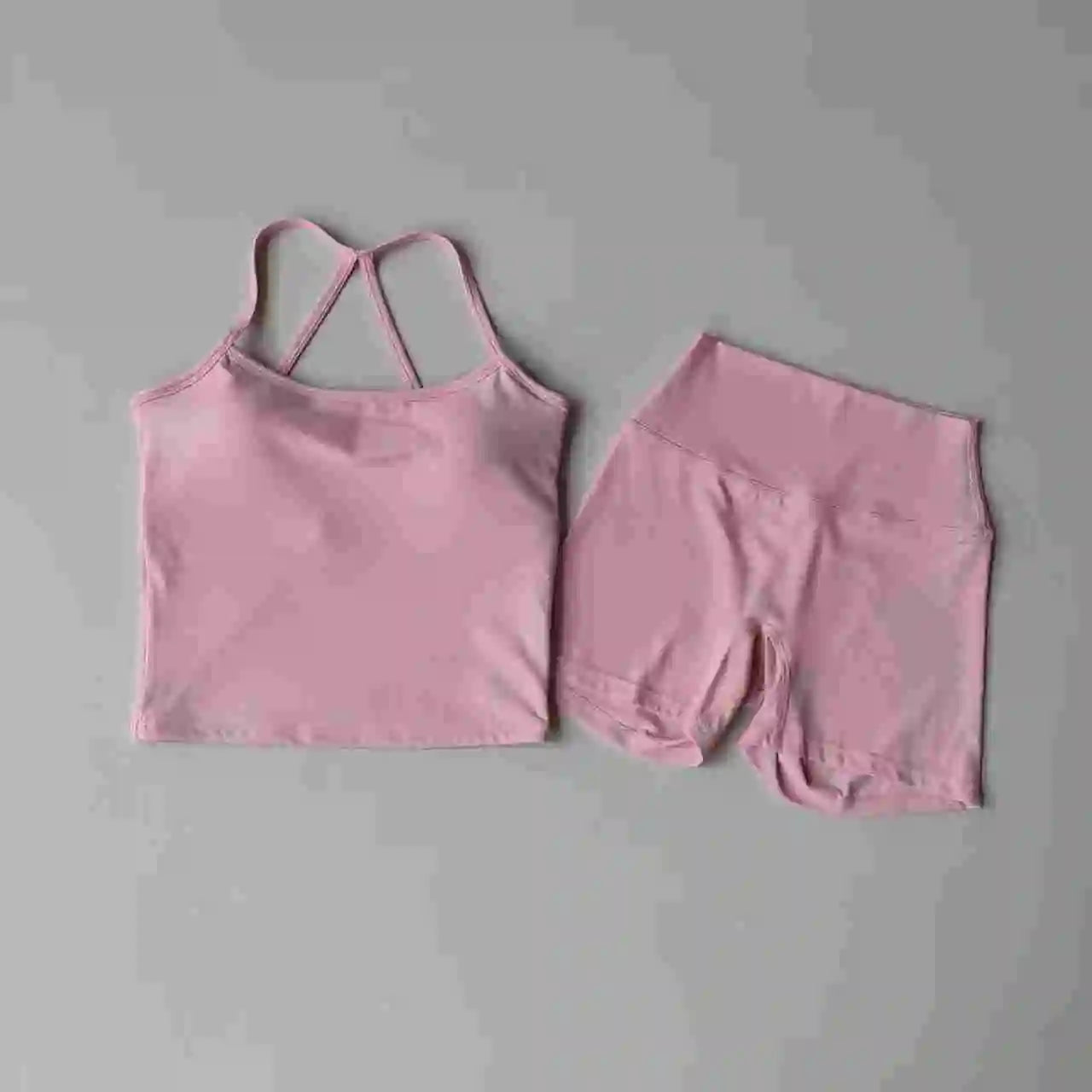SKINOFSKIN Yoga Set Halter Top and Seamless Ribbed Shorts
