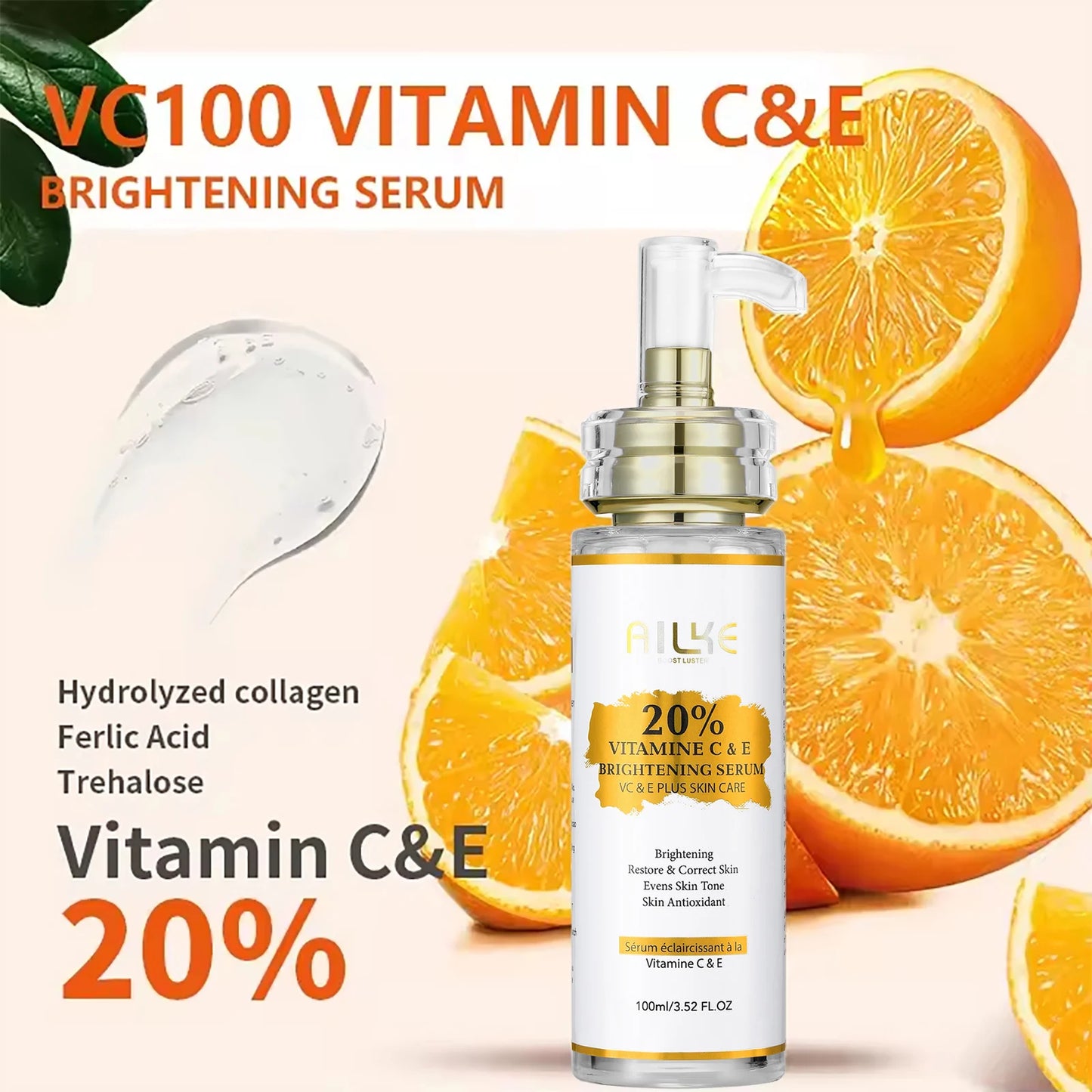 AILKE Vitamin C and E Brightening Serum for Dark Spots