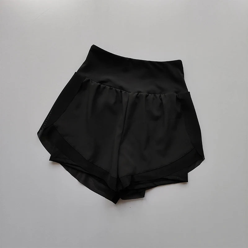 Breathable Womens Mesh 2 In 1 Quick Dry Yoga Shorts
