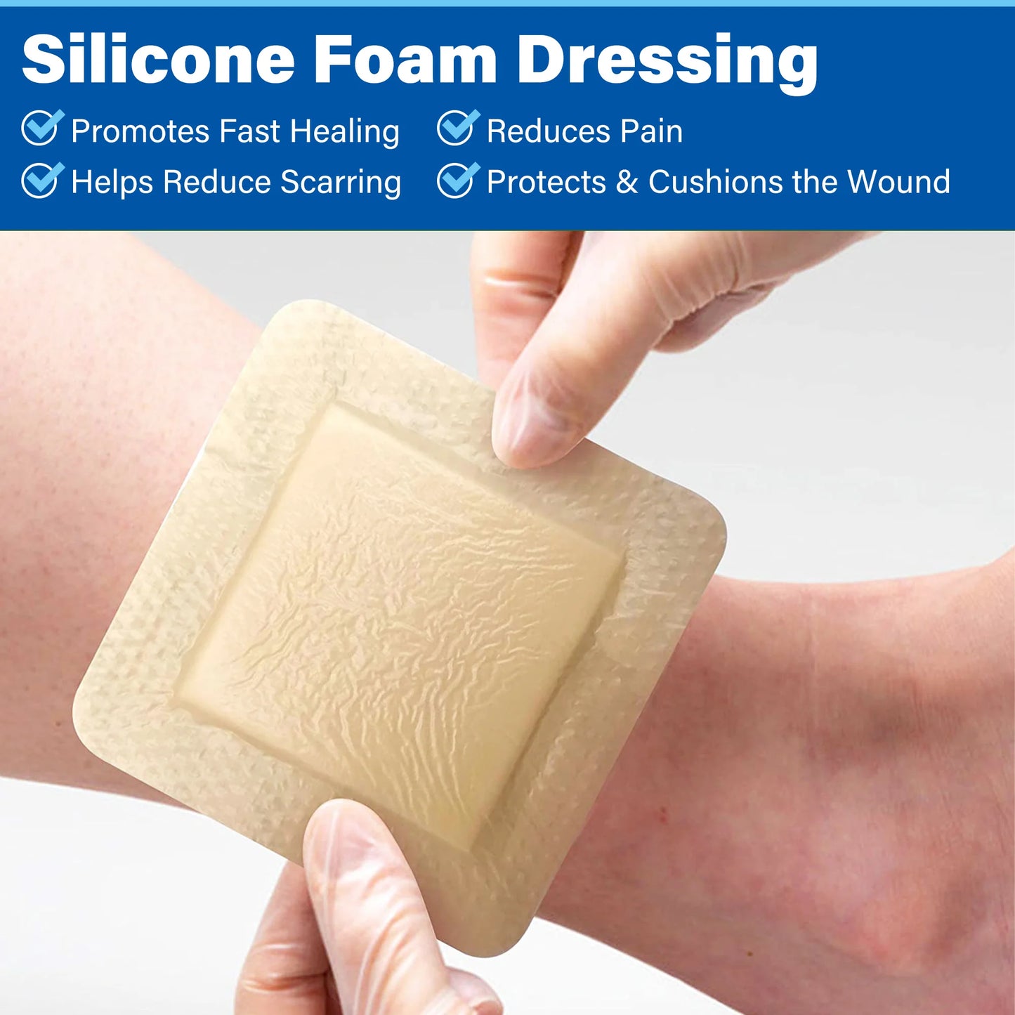 Silicone Foam Dressing Sterile Bordered Adhesive Wound Dressing 5 Count