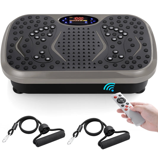 Homfa Vibration Plate Exercise Machine With Loop Bands For Home Fitness