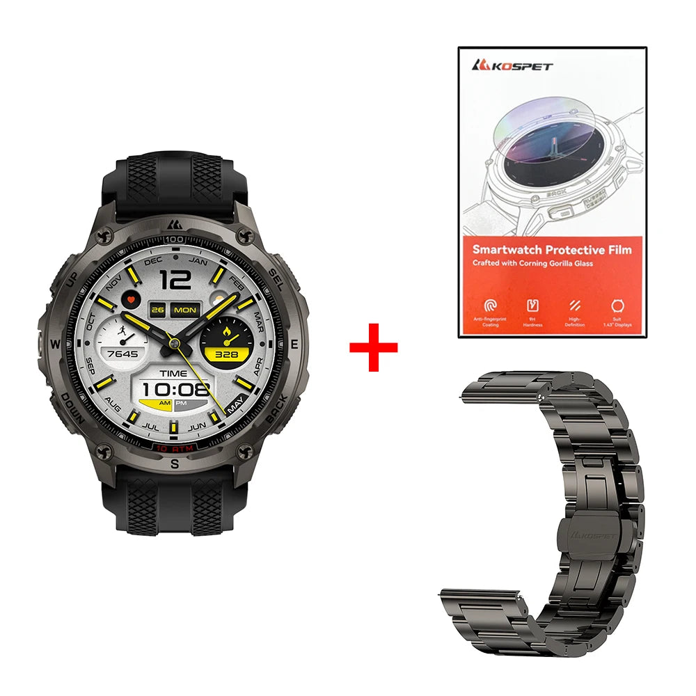 KOSPET Tank T4 Smartwatch GPS Offline Maps 10ATM Waterproof Heart Rate