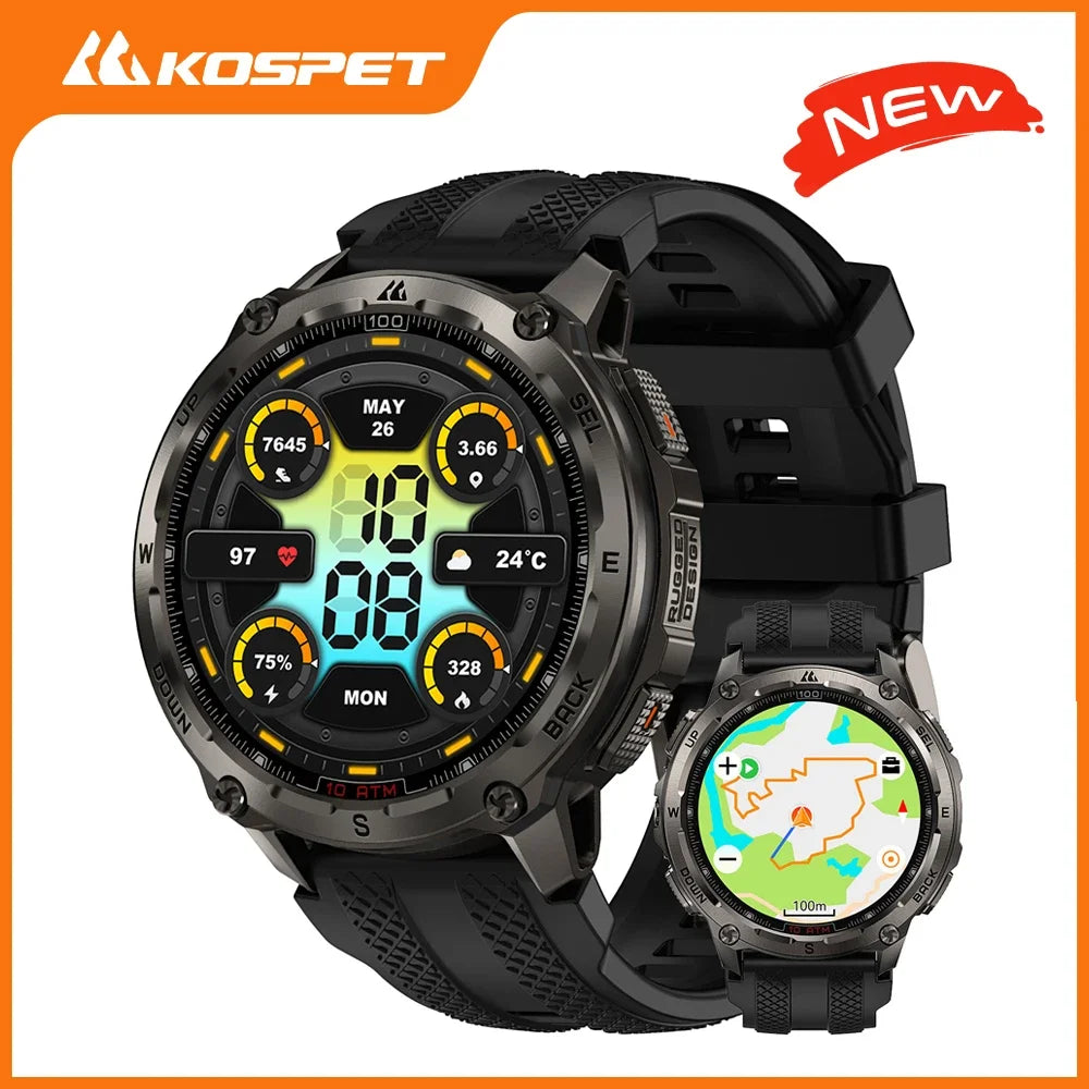 KOSPET Tank T4 Smartwatch GPS Offline Maps 10ATM Waterproof Heart Rate