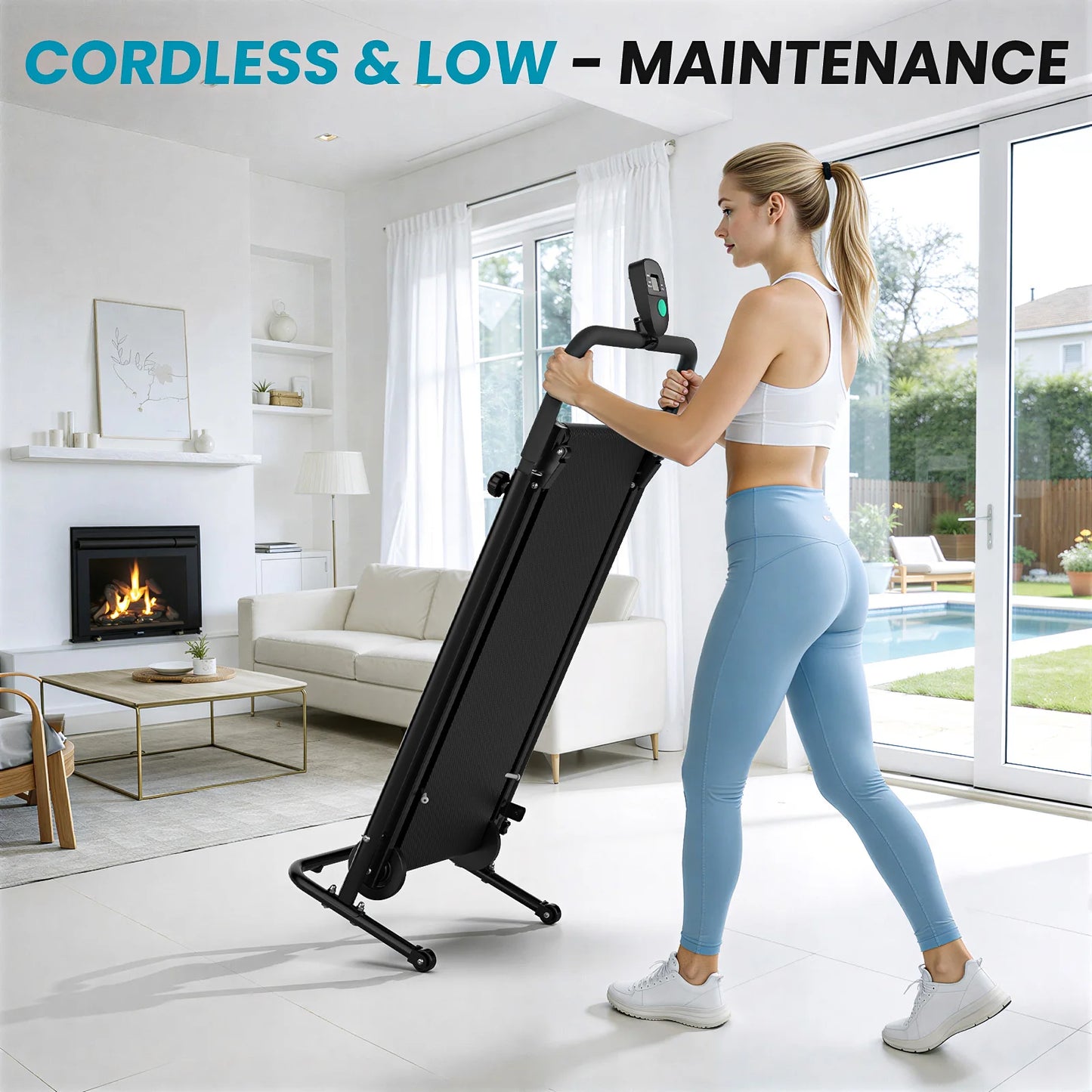 AKLUER Non-Motorized Foldable Treadmill With Dual Flywheel And Fixed Incline