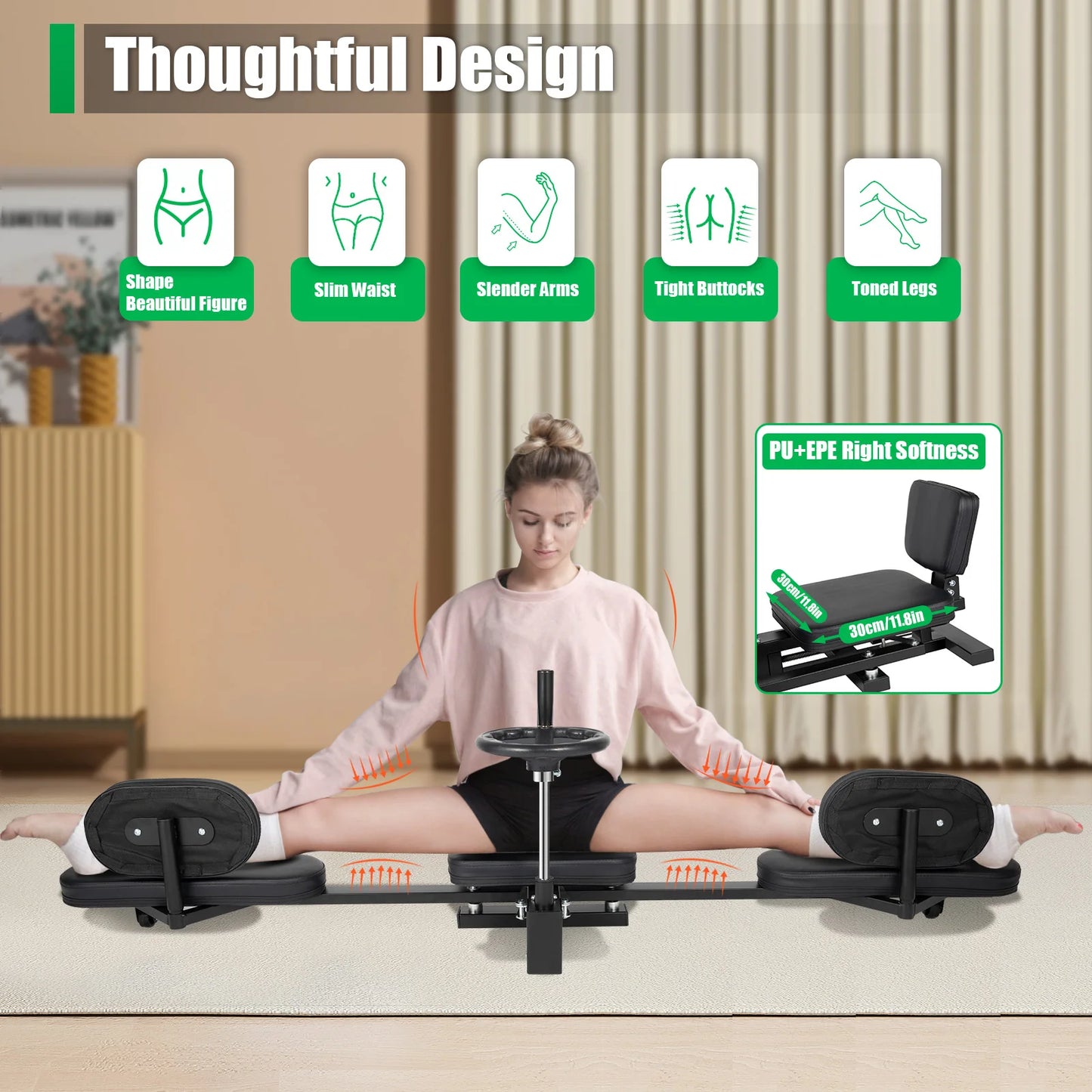 Leg Stretcher Machine 180 Degree Split Trainer With Backrest For Home Gym