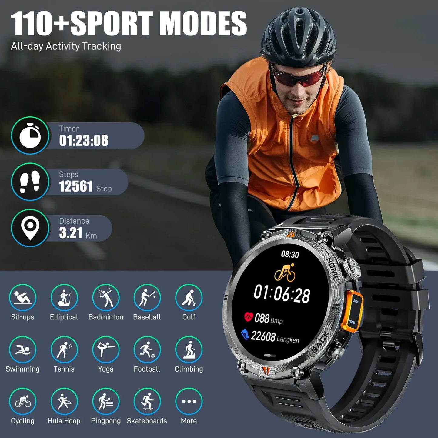 EIGIIS KE3 Smartwatch Men Bluetooth Health Monitor Full Touch Screen