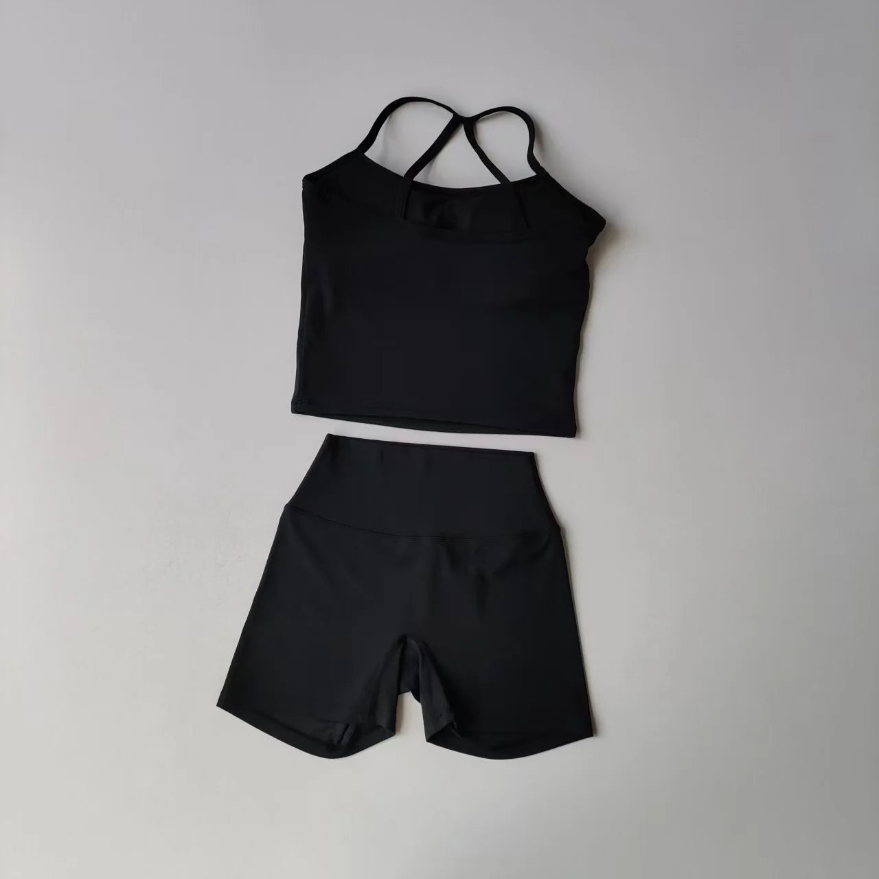 SKINOFSKIN Yoga Set Halter Top and Seamless Ribbed Shorts