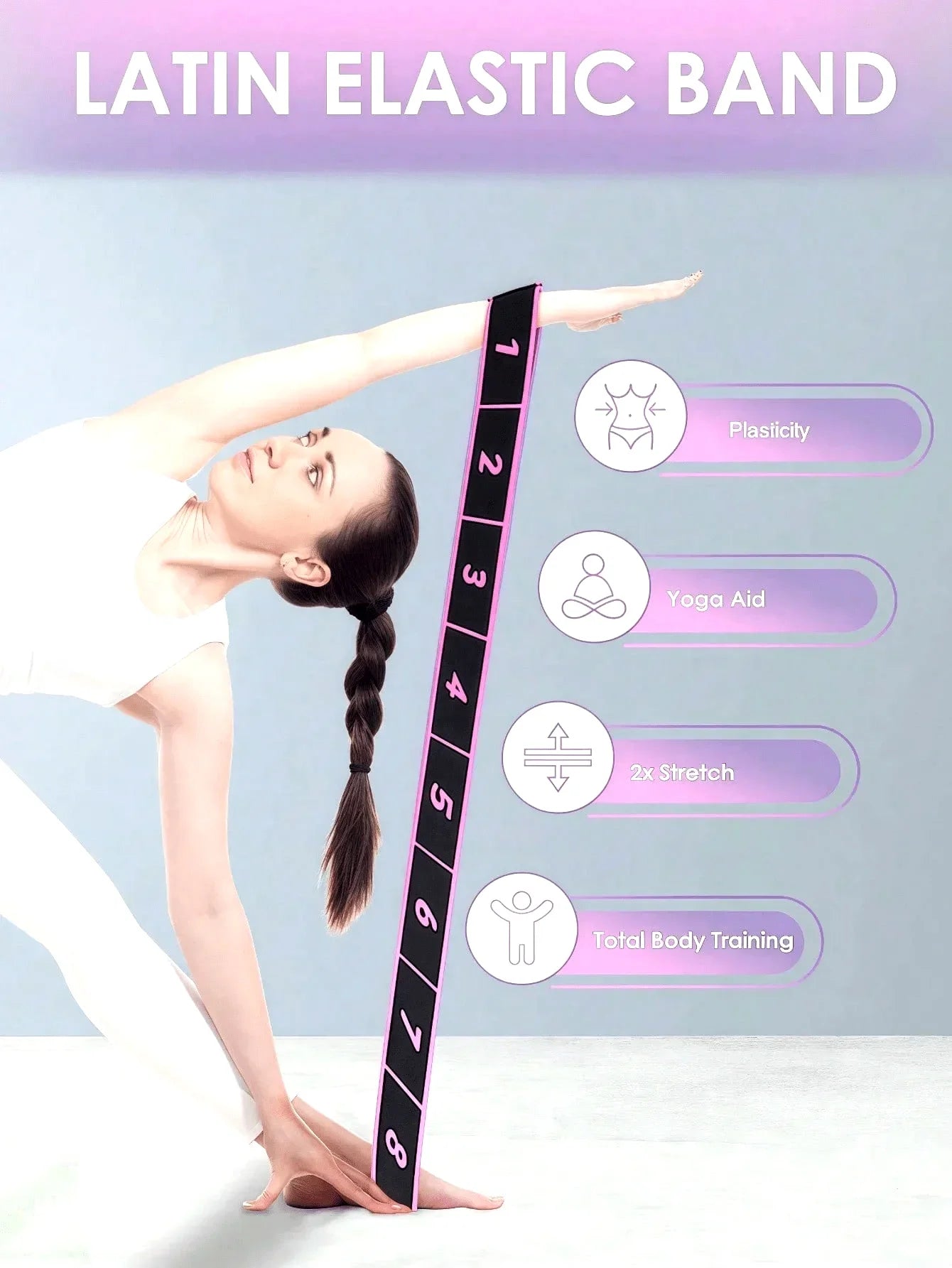 Yoga Elastic Resistance Band For Pilates And Gymnastics Training Polyester